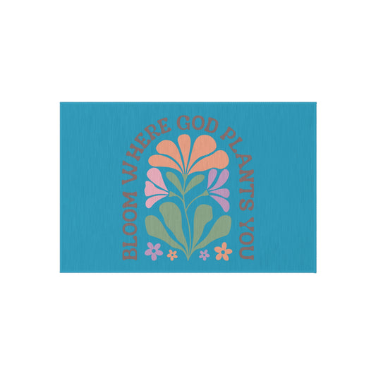 Bloom Where God Plants You Outdoor Rug,